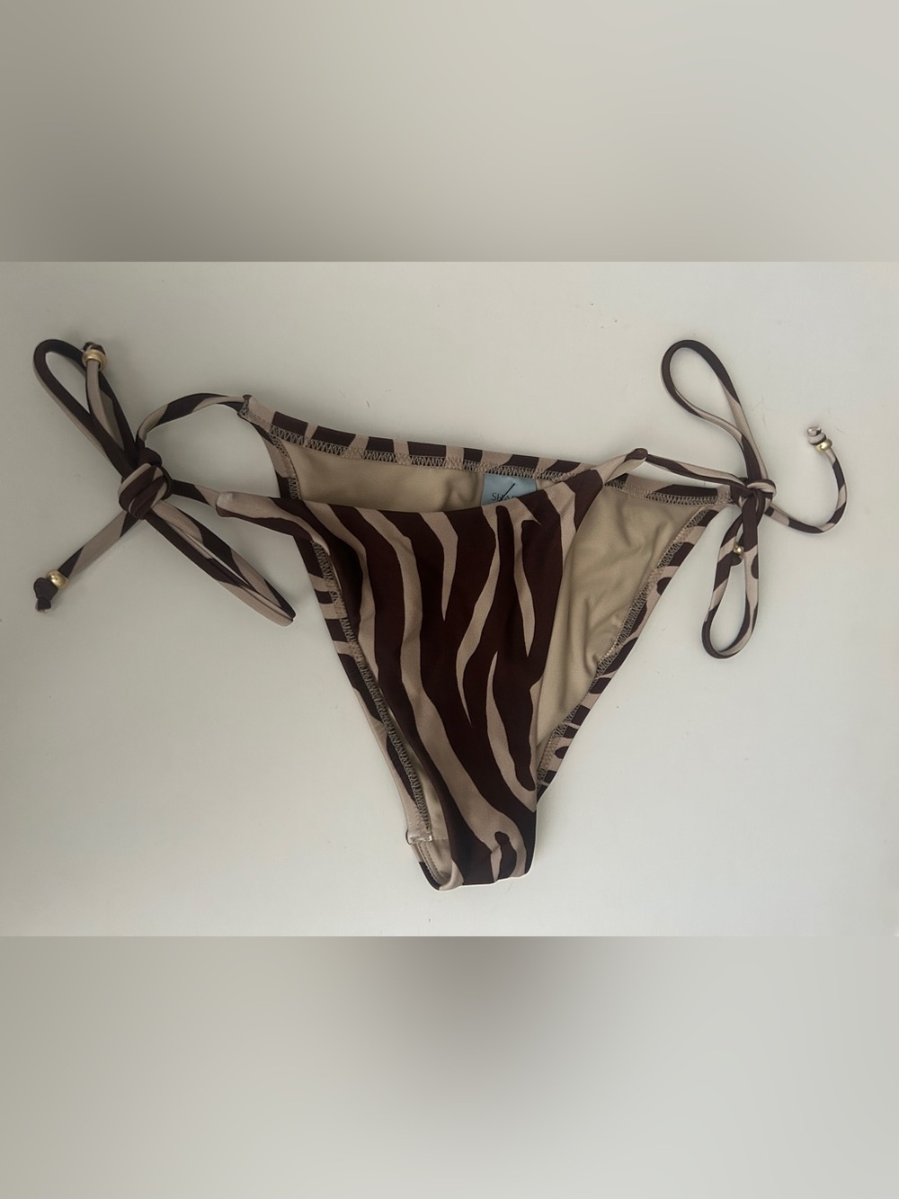 Shade & Shore Zebra Print Side-Tie High Leg Cheeky Bikini Bottom